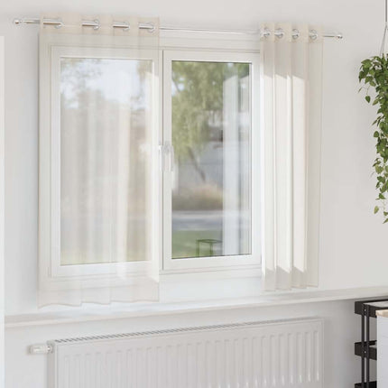 Voile gardiner med genomföringar 2 st gräddvita 140x140 cm