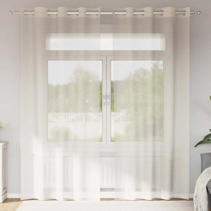 Voile gardiner med genomföringar 2 st gräddvita 140x225 cm