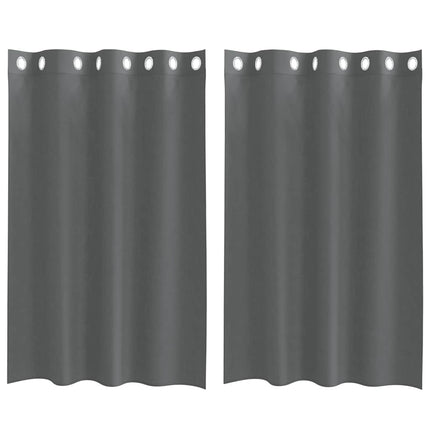 Voile gardiner med genomföringar 2 st mörkgrå 140x175 cm