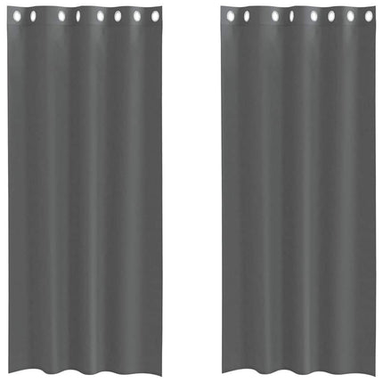 Voile gardiner med genomföringar 2 st mörkgrå 140x225 cm