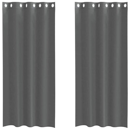 Voile gardiner med genomföringar 2 st mörkgrå 140x245 cm