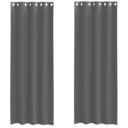 Voile gardiner med genomföringar 2 st mörkgrå 140x300 cm