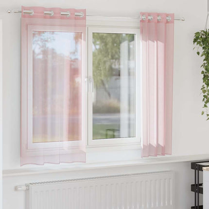 Voile gardiner med genomföringar 2 st ljusrosa 140x140 cm