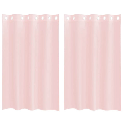 Voile gardiner med genomföringar 2 st ljusrosa 140x175 cm