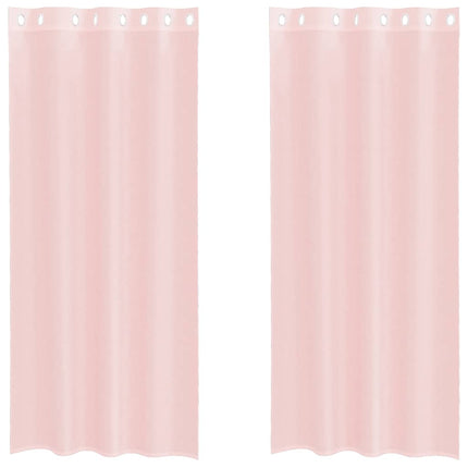Voile gardiner med genomföringar 2 st ljusrosa 140x225 cm