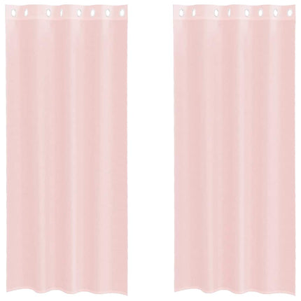 Voile gardiner med genomföringar 2 st ljusrosa 140x245 cm