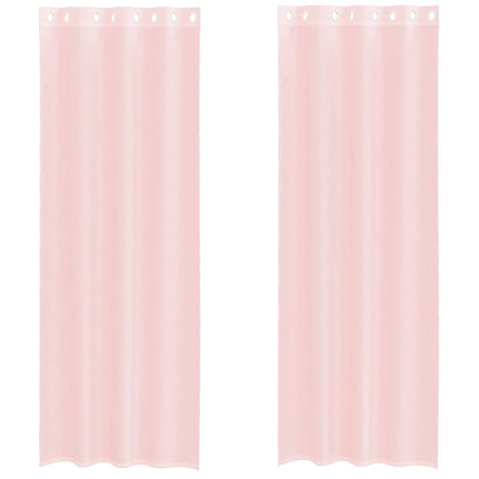 Voile gardiner med genomföringar 2 st ljusrosa 140x260 cm