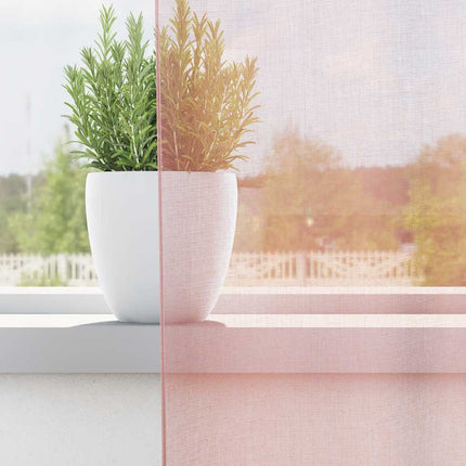 Voile gardiner med genomföringar 2 st ljusrosa 140x300 cm