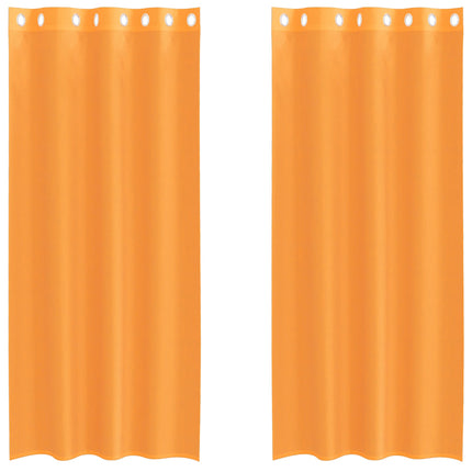 Voile gardiner med genomföringar 2 st orange 140x225 cm