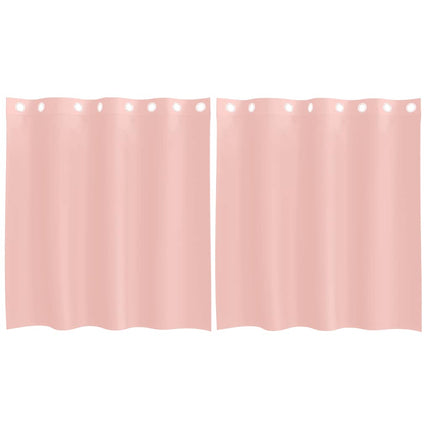 Voile gardiner med genomföringar 2 st rosa 140x140 cm