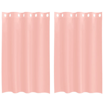 Voile gardiner med genomföringar 2 st rosa 140x175 cm