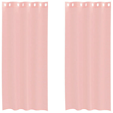 Voile gardiner med genomföringar 2 st rosa 140x225 cm