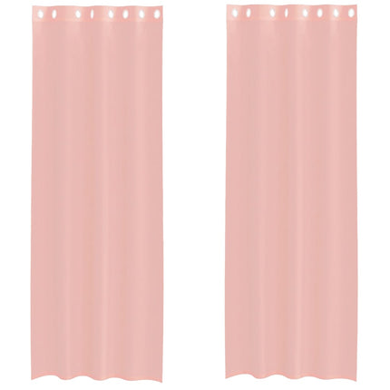 Voile gardiner med genomföringar 2 st rosa 140x260 cm