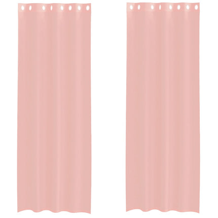 Voile gardiner med genomföringar 2 st rosa 140x300 cm