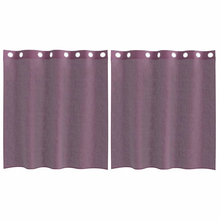 Voile gardiner med genomföringar 2 st lila 140x140 cm