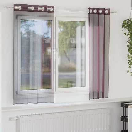 Voile gardiner med genomföringar 2 st lila 140x140 cm