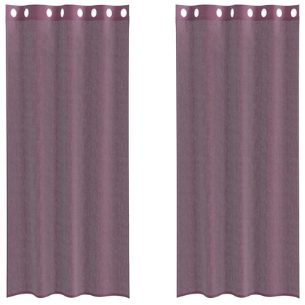 Voile gardiner med genomföringar 2 st lila 140x225 cm