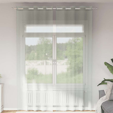 Voile gardiner med genomföringar 2 st ljusgrå 140x260 cm