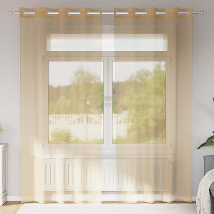 Voile gardiner med genomföringar 2 st sand