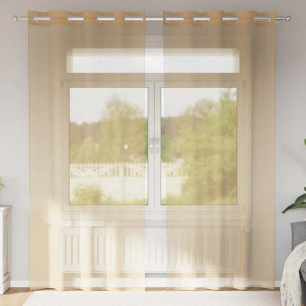 Voile gardiner med genomföringar 2 st sand