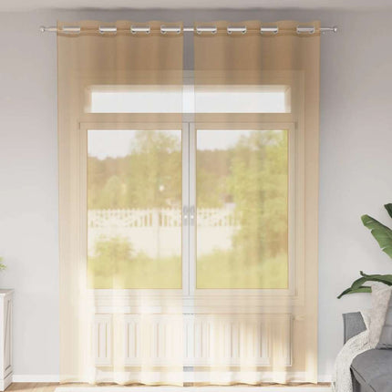 Voile gardiner med genomföringar 2 st sand