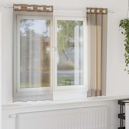 Voile gardiner med genomföringar 2 delar ljusbrun