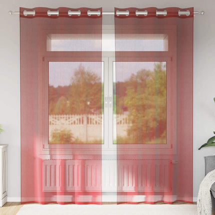 Voile gardiner med genomföringar 2 delar vinröd