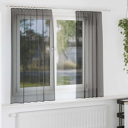 Voile gardiner med stångfickor 2 st svart