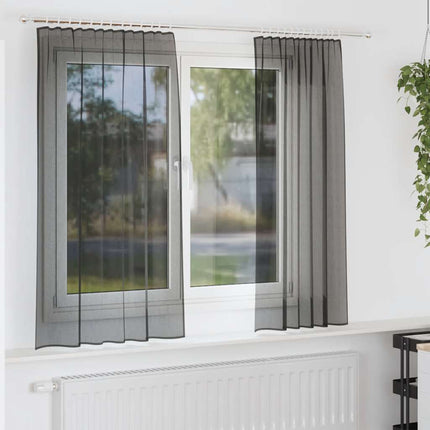 Voile gardiner med stångfickor 2 st svart