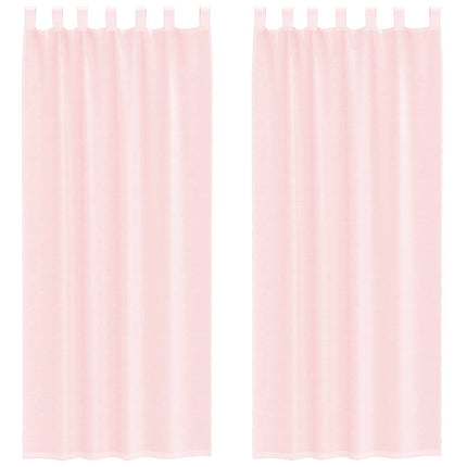 Voile gardiner med stångfickor 2 st ljusrosa