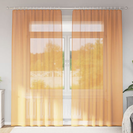 Voile gardiner med stångfickor 2 st orange