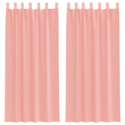Voile gardiner med stångfickor 2 st rosa