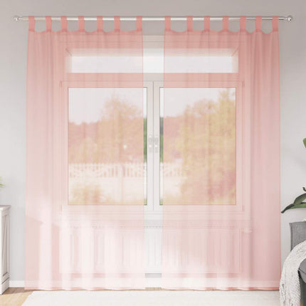 Voile gardiner med stångfickor 2 st rosa