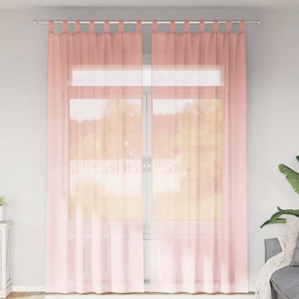 Voile gardiner med stångfickor 2 st rosa