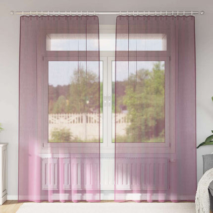 Voile gardiner med stångfickor 2 st lila