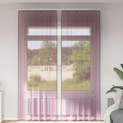 Voile gardiner med stångfickor 2 st lila