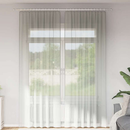 Voile gardiner med stångfickor 2 st ljusgrå
