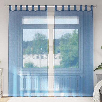 Voile gardiner med stångfickor 2 st kungsblå