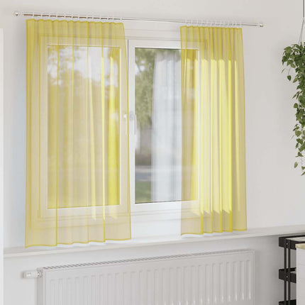 Voile gardiner med stångfickor 2 st gul