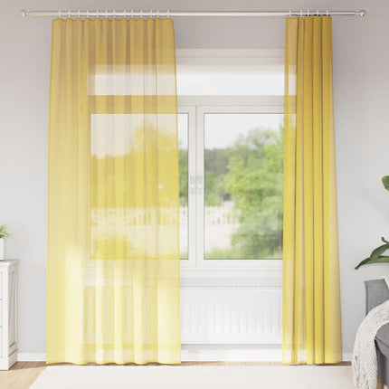 Voile gardiner med stångfickor 2 st gul