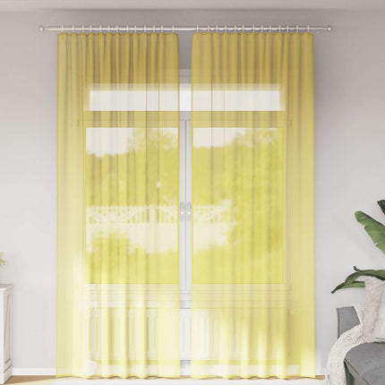 Voile gardiner med stångfickor 2 st gul