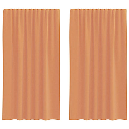 Voile gardiner med stångfickor 2 st terrakotta