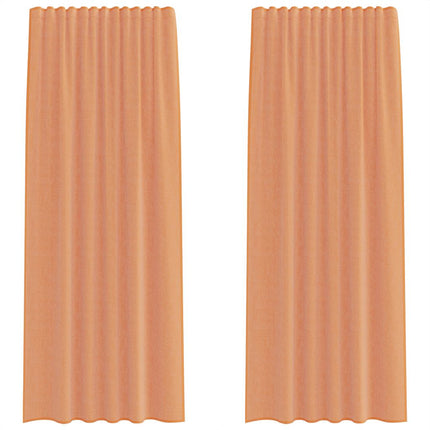 Voile gardiner med stångfickor 2 st terrakotta