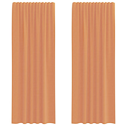 Voile gardiner med stångfickor 2 st terrakotta