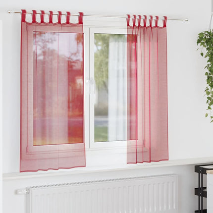 Voile gardiner med stångfickor 2 st vinröd