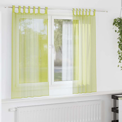 Voile gardiner med fliktopp 2 st äppelgrön