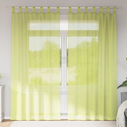 Voile gardiner med fliktopp 2 st äppelgrön