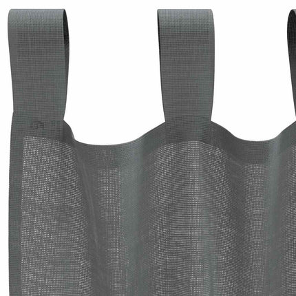 Voile gardiner med öglor 2 st mörkgrå 140x260 cm