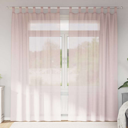Voile gardiner med öglor 2 st ljusrosa 140x245 cm