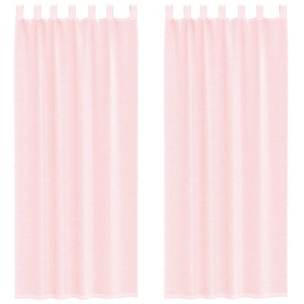 Voile gardiner med öglor 2 st ljusrosa 140x260 cm